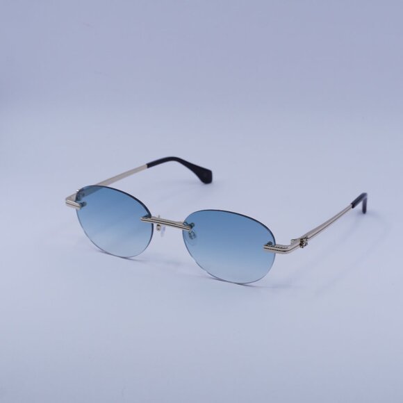 Palm Angels PERI10H CRYSTAL 7644 Sunglasses Gold Oval Frame, Blue Lenses - Picture 1 of 10